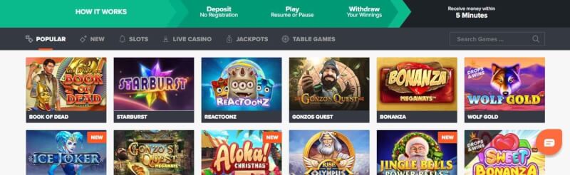 Ninja casino pay n play casino lobby offers games and bonus offers to players-logo