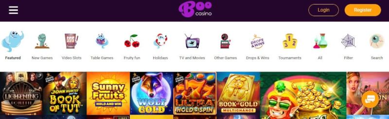 boo casino homepage offers casino games and offers for brand new players-logo