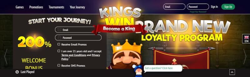kingswin website offers gambling games, ilk depozit bonusu və yeni oyunçular üçün kampaniyalar-loqosu