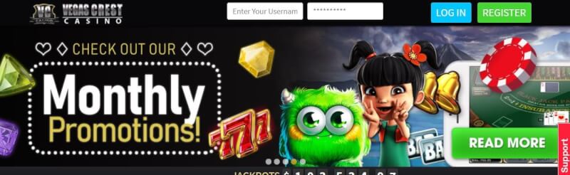 vegas crest website provides gambling games, online bingo, ilk depozit bonusu və yeni oyunçular üçün təkliflər-loqosu