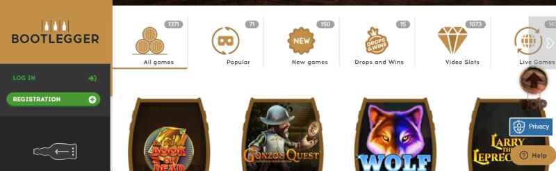 bootlegger homepage provides gambling games, ilk depozit bonusu və yeni oyunçular üçün promosyonlar-loqosu