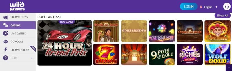 wild jackpots casino homepage provides gambling games and offers for new players-logo