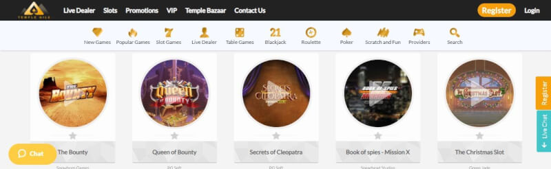 temple nile website offers gambling games, ilk depozit bonusu və yeni oyunçular üçün təkliflər-loqosu