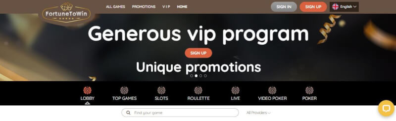 fortunetowin website offers casino games, ilk depozit bonusu və yeni oyunçular üçün təkliflər-loqosu