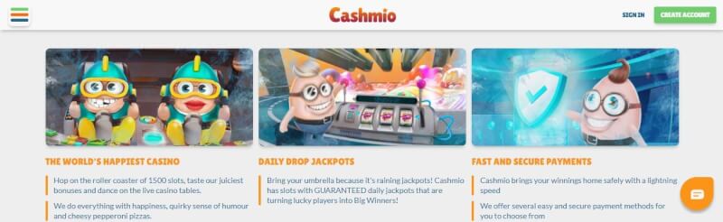 cashmio homepage offers casino games, ilk depozit bonusu və yeni oyunçular üçün promosyonlar-loqosu