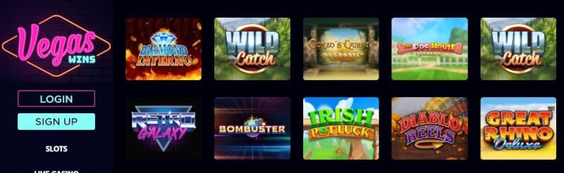 vegas wins casino homepage provides casino games, ilk depozit bonusu və yeni oyunçular üçün təkliflər-loqosu
