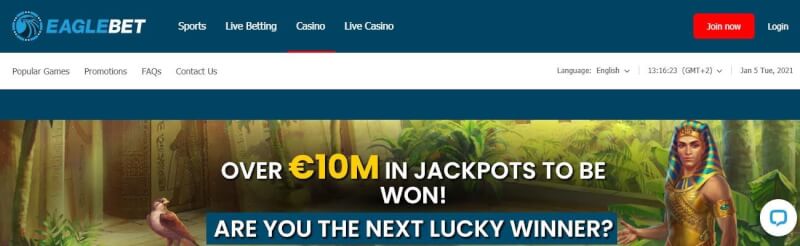 eaglebet website offers casino games, ilk depozit əlavə və yeni oyunçular üçün kampaniyalar-loqosu