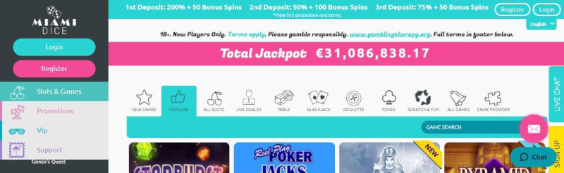miami dice website offers gambling games, ilk depozit əlavə və yeni oyunçular üçün kampaniyalar-loqosu