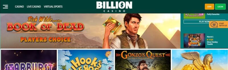 billion casino homepage provides gambling games, ilk depozit bonusu və yeni oyunçular üçün kampaniyalar-loqosu