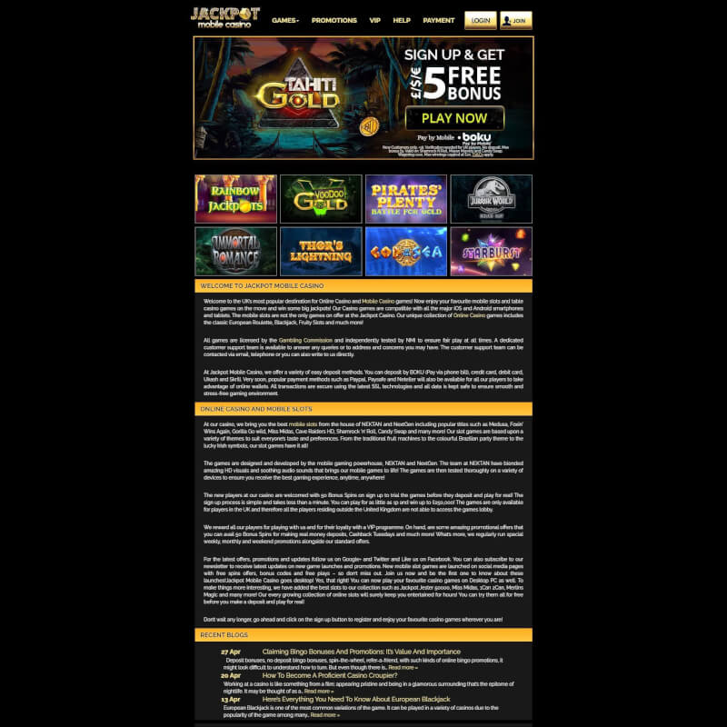Jackpot Cellphone Casino screenshot 1