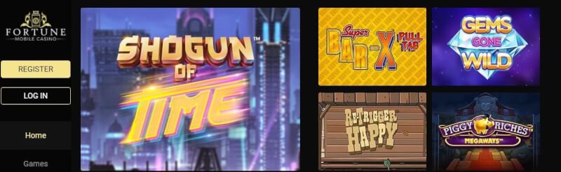 fortune cellular casino homepage provides casino games, first deposit bonus and offers for new players-logo