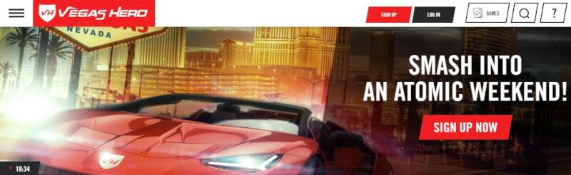 vegas hero casino homepage includes gambling games, ilk depozit bonusu və yeni oyunçular üçün təkliflər-loqosu