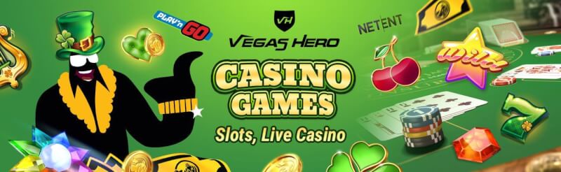 vegas hero provides various casino games like slots, blackjack kimi real vaxt qumar oyunları, bakkara və rulet-loqosu