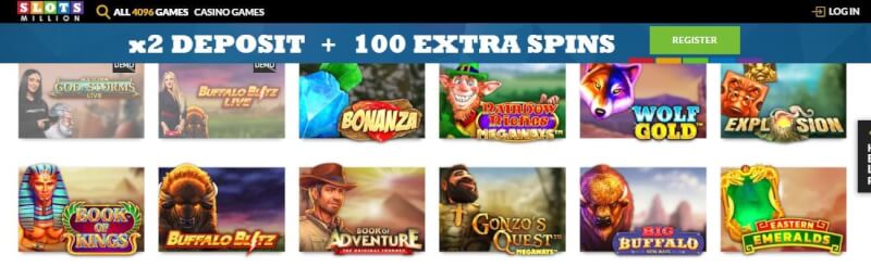 slotsmillion homepage provides casino games, ilk depozit əlavə və yeni oyunçular üçün kampaniyalar-loqosu