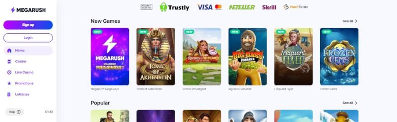 megarush homepage offers gambling games, ilk depozit əlavə və yeni oyunçular üçün promosyonlar-loqosu