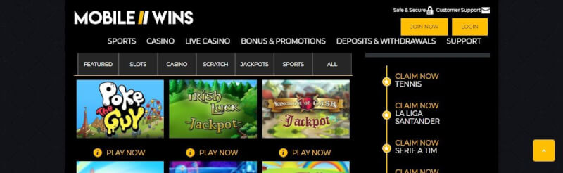 mobile gains casino website offers casino games, very first deposit bonus and promotions for new players-logo