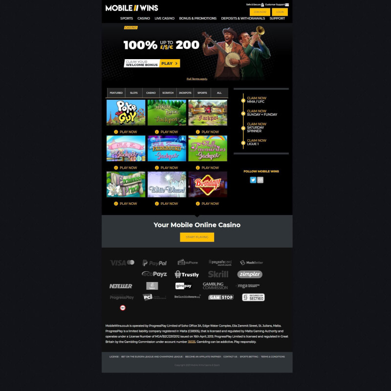 Mobile Wins Casino screenshot 1