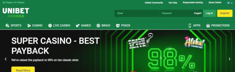 For the ultimate Casino knowledge, check Unibet today and enjoy all the casino classics, including slot machines, Blackjack, Roulette and Baccarat-logo