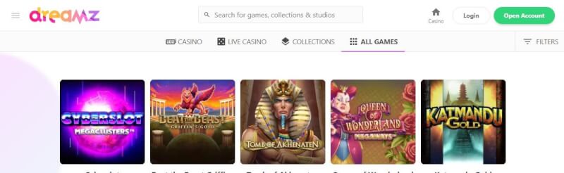 dreamz casino website offers gambling games and campaigns for brand new players-logo