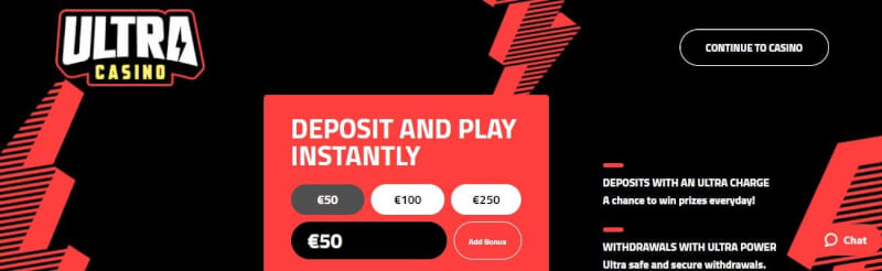 ultra casino lobby offers deposit and play instantly choices utilizing Trustly deposit-logo