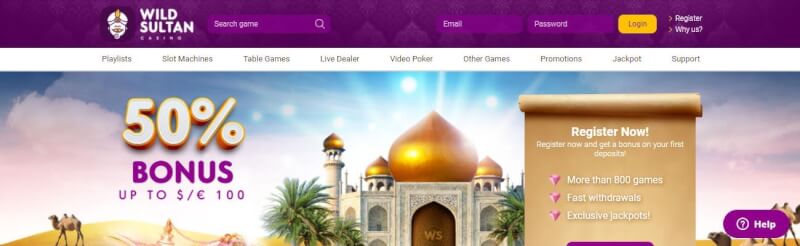 wild sultan casino homepage offers casino games and campaigns for new players-logo