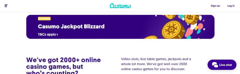 casumo casino lobby with more than 2000 games and bonuses-logo