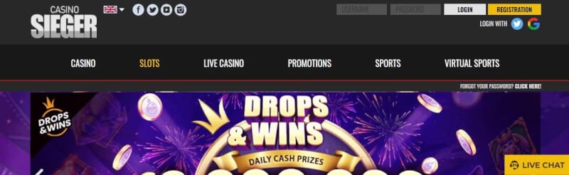 casino sieger website offers gambling games, ilk depozit əlavə və yeni oyunçular üçün təkliflər-loqosu