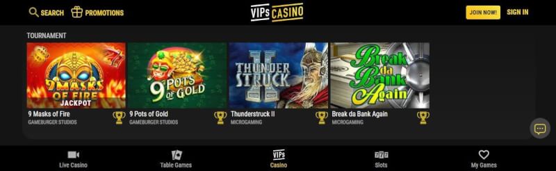 vips casino homepage provides gambling games and offers for new players-logo
