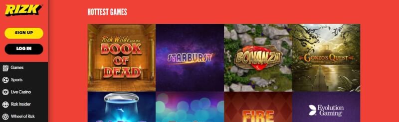 when you have a preference, you will be aware immediately before clicking in to the lobby. Rizk Live Casino Screenshot. Game Options and Properties. Baccarat also casino games-logo